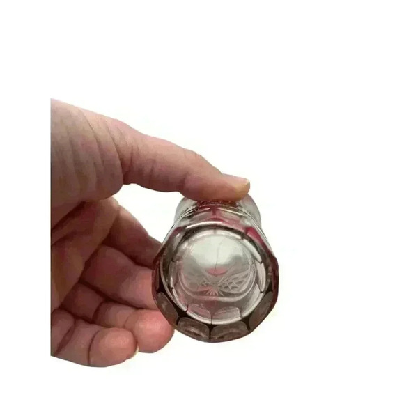 2 Vintage Ruby Red Cut Clear Bohemian Glass 4" Small Vases Antique - Picture 5 of 7